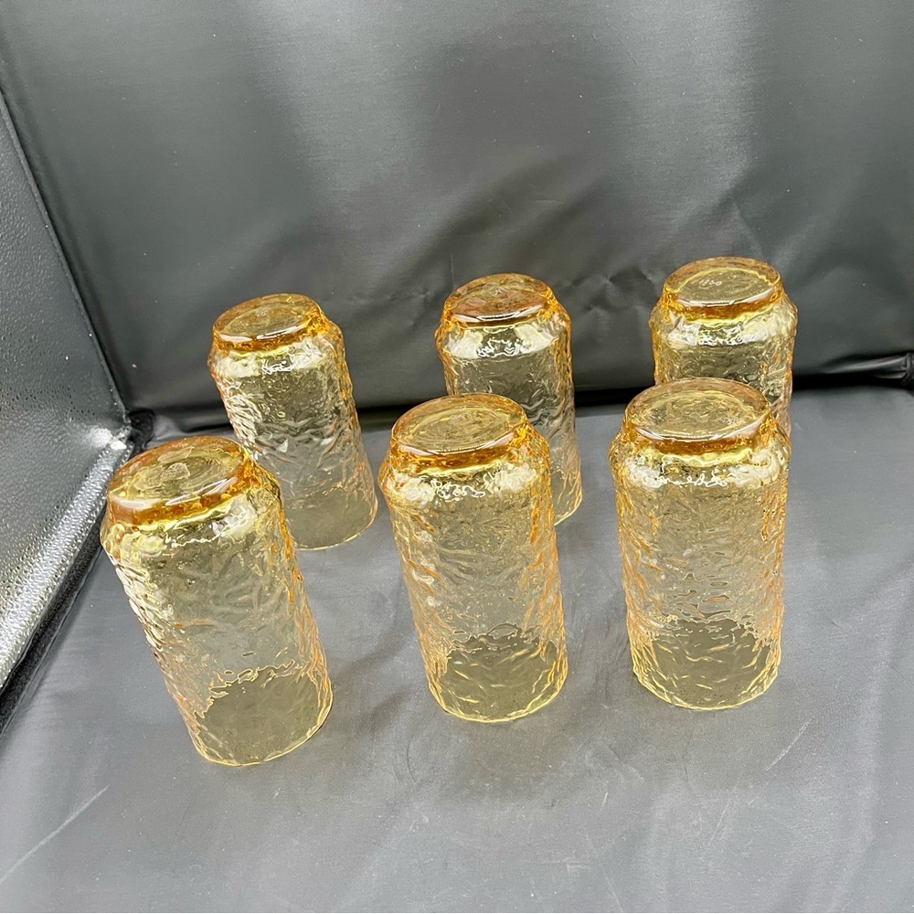Vintage Anchor Hocking Milano Honey Gold Glasses 12 Oz Set Of 6 - Picture 9 of 12